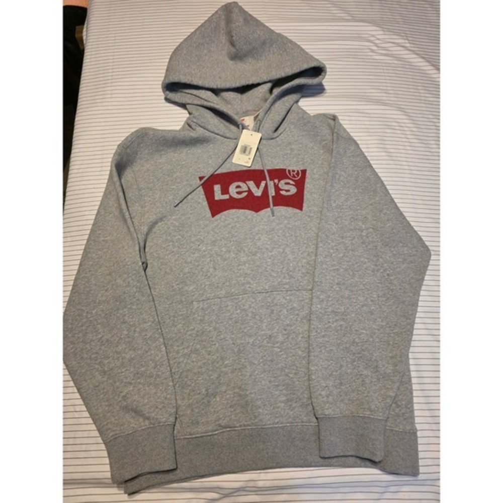 1190 Levis Mens Standard Fit Batwing Logo Hoodie Gray Heather Small NWT